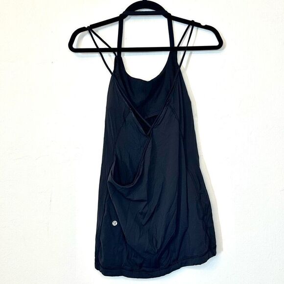 Lululemon Athletica Halter Strappy Back  Built-In Bra Tank Top Black Size 6 - Picture 3 of 5